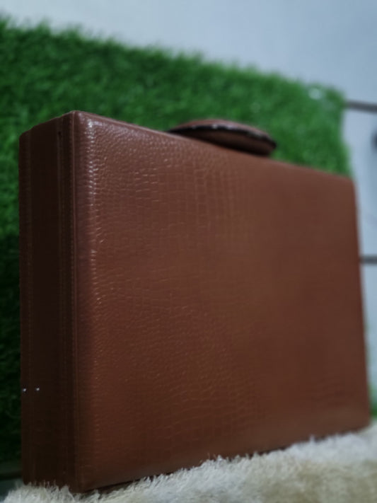 Brown Croc Finish Leather Briefcase