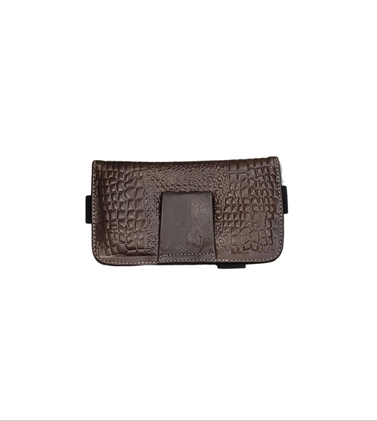 Brown Croc-Embossed Leather Sling Bag