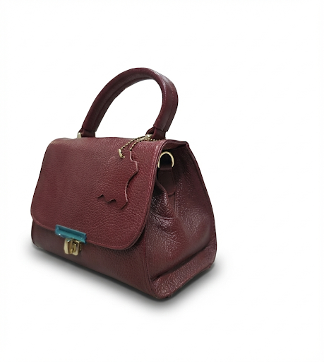 Elegant Maroon Leather Top-Handle Bag