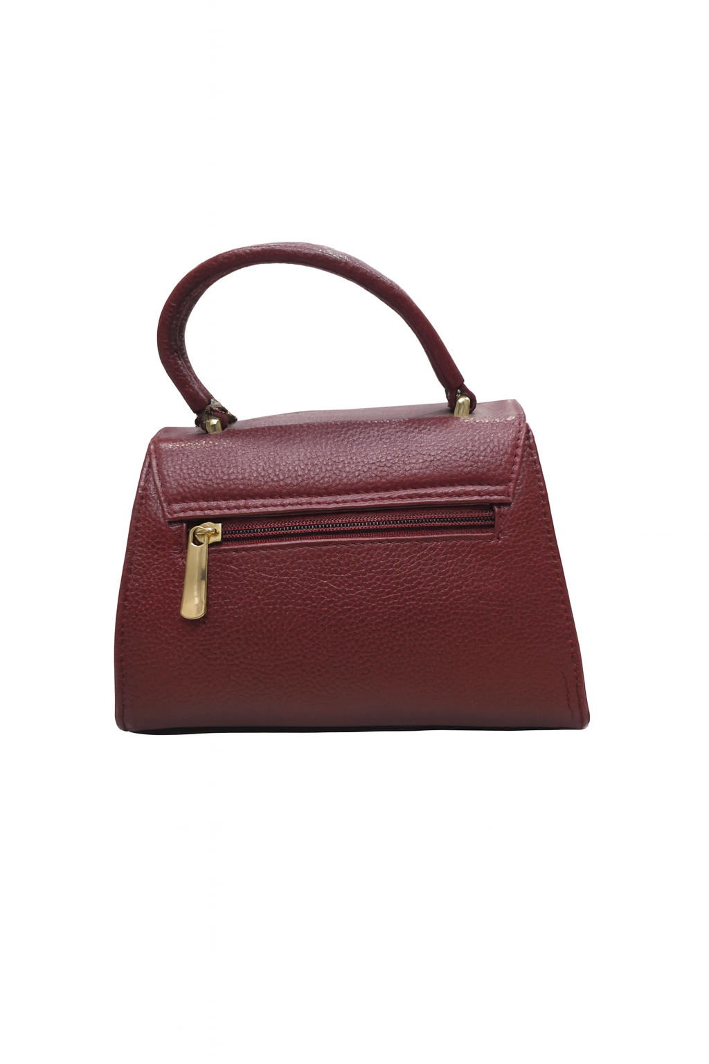 Elegant Maroon Leather Top-Handle Bag