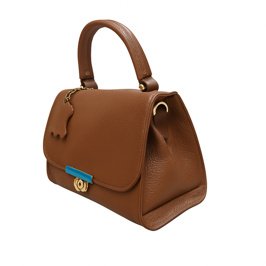 Classic Structured Leather Top-Handle Satchel – Brown