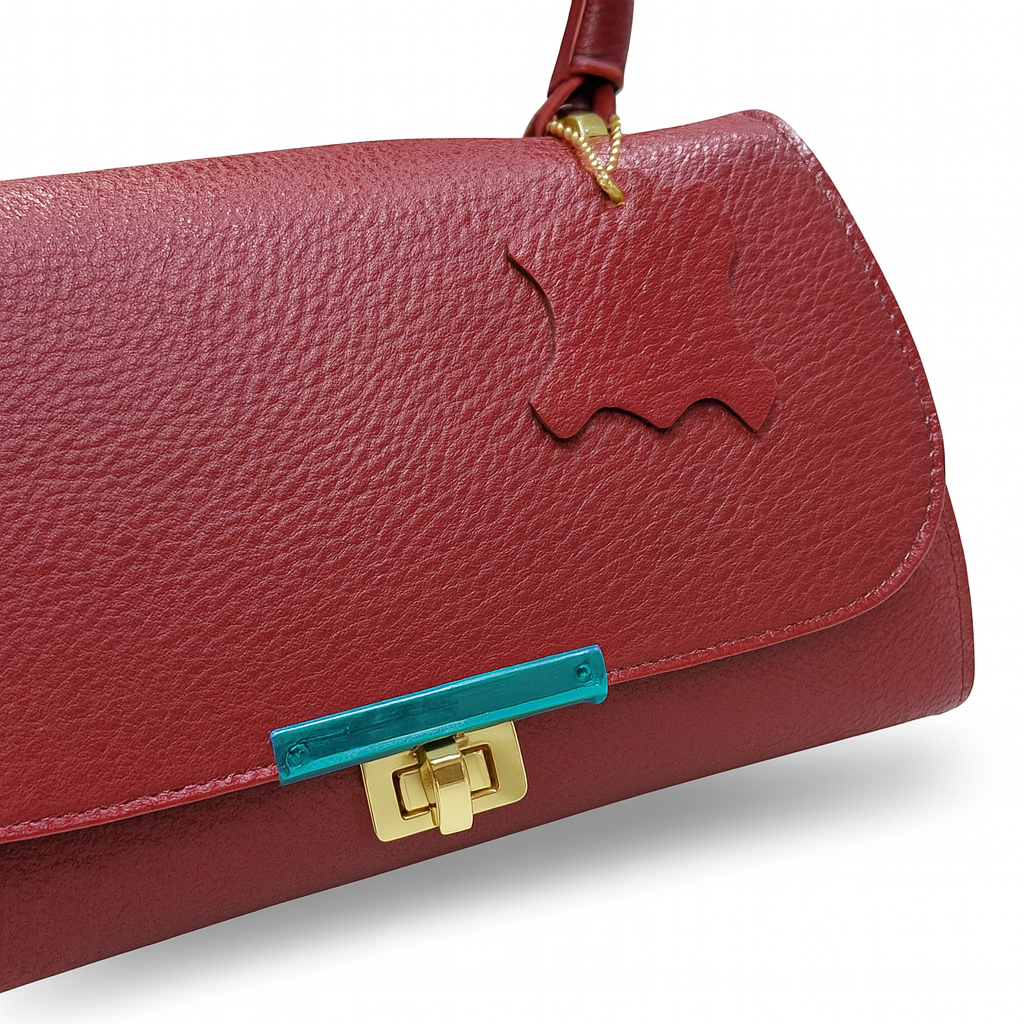 Elegant Maroon Leather Top-Handle Bag
