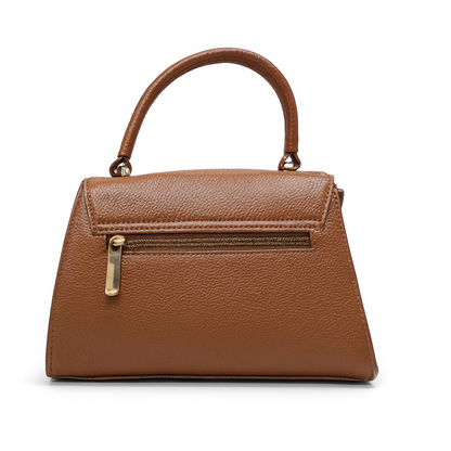 Classic Structured Leather Top-Handle Satchel – Brown