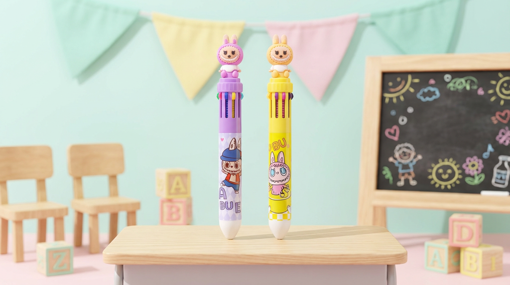 LABUBU 10-Colour Click Pen – Cute Multicolor Pen for Kids