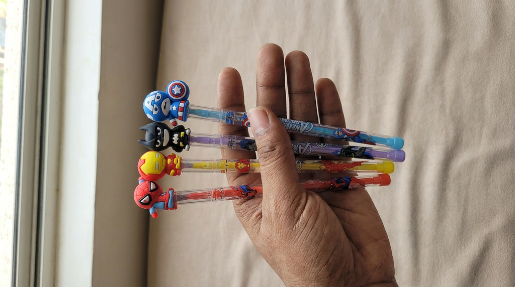 Superhero-Style Cartoon Pen Pencil – Fun Writing with Action Power