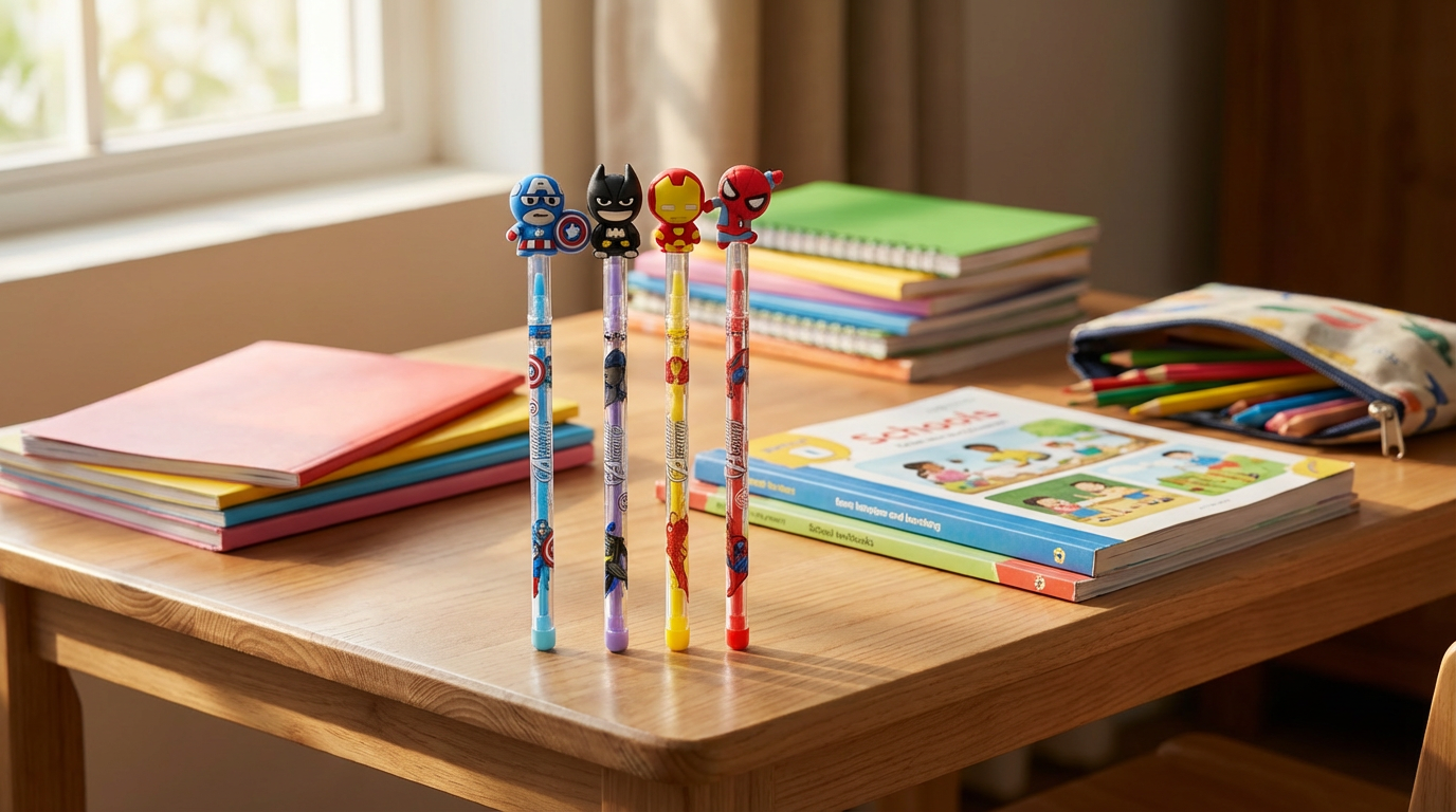 Superhero-Style Cartoon Pen Pencil – Fun Writing with Action Power