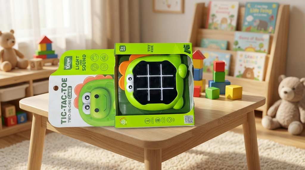 Dino Tic-Tac-Toe Game with Lights & Sound – 2-in-1 Fun Play