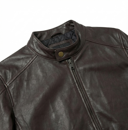 Men’s Classic Brown Leather Jacket – Vintage Finish