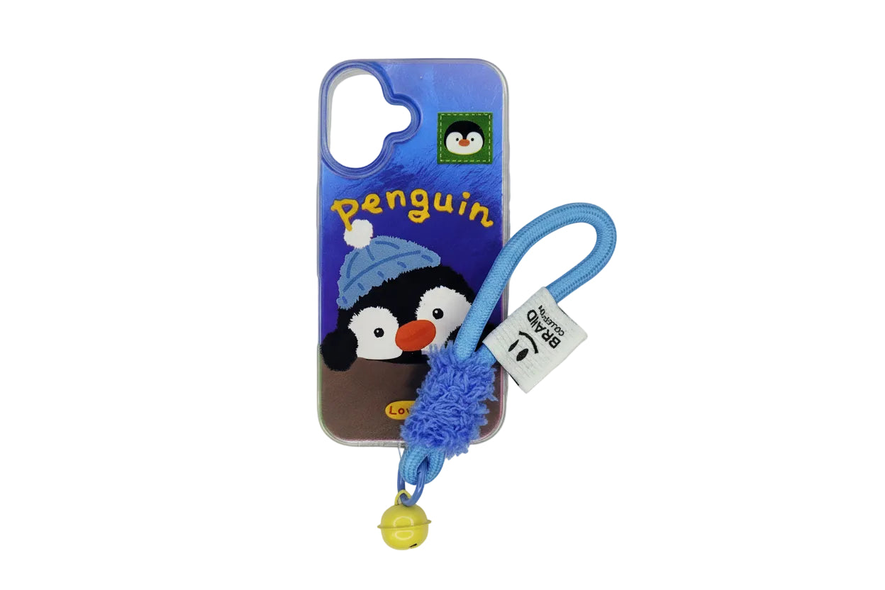 Cute Animal Cartoon Phone IPhone 16 Case with Soft Wrist Strap