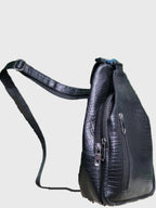 Urban Luxe Textured Leather Crossbody – Black