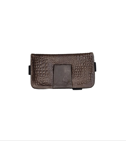 Brown Croc-Embossed Leather Sling Bag