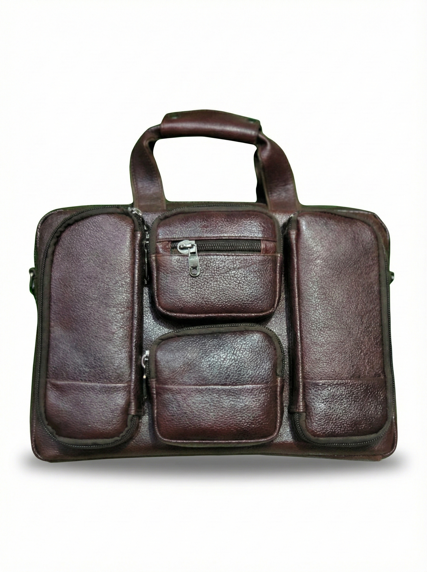 Executive Brown Leather Hand Bag with Organizer Pockets