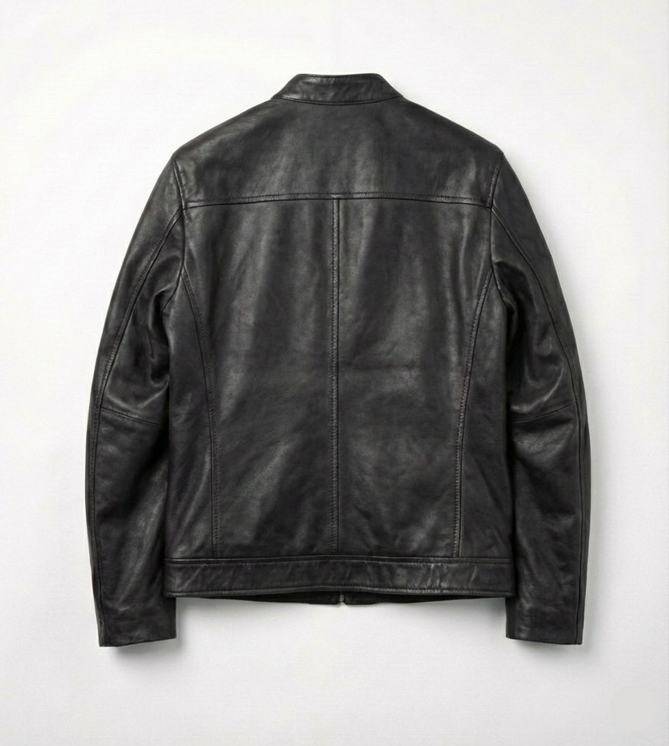 Men’s Classic Black Leather Jacket – Matte Finish