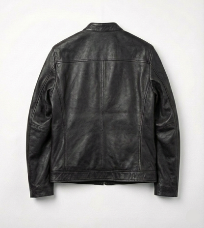 Men’s Classic Black Leather Jacket – Matte Finish