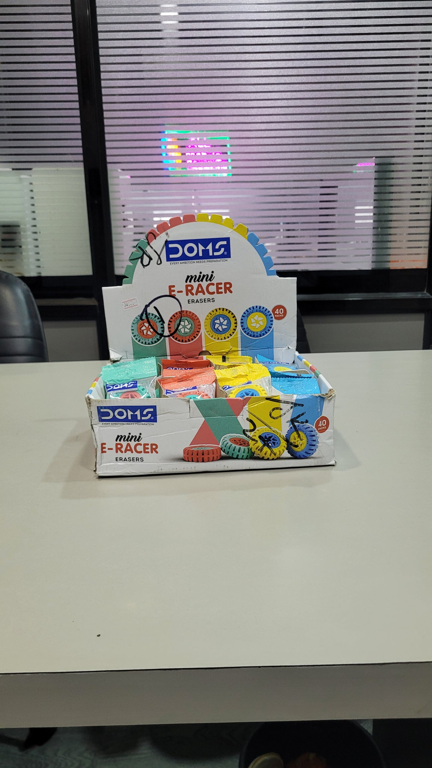 DOMS Mini E-Racer Erasers – Fun Wheel-Shaped Erasers for Kids