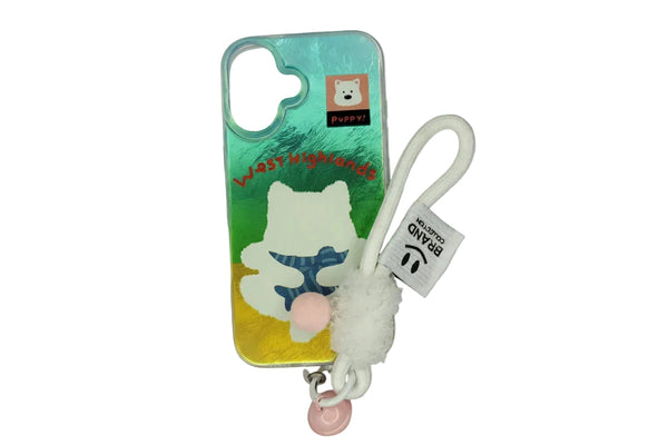 Cute Animal Cartoon Phone IPhone 16 Case with Soft Wrist Strap