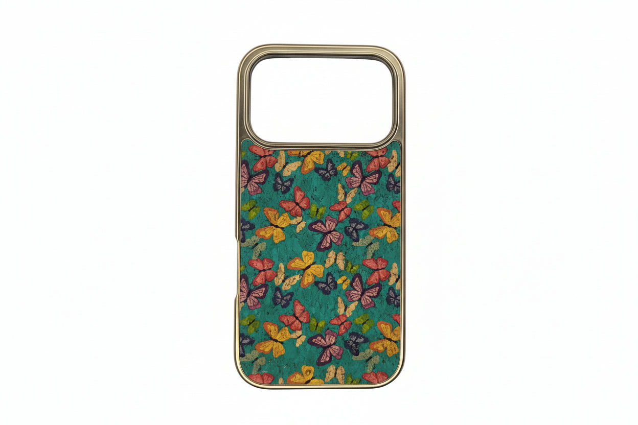 Vintage Floral Cork Phone IPhone 17 Pro Case with Gold Frame