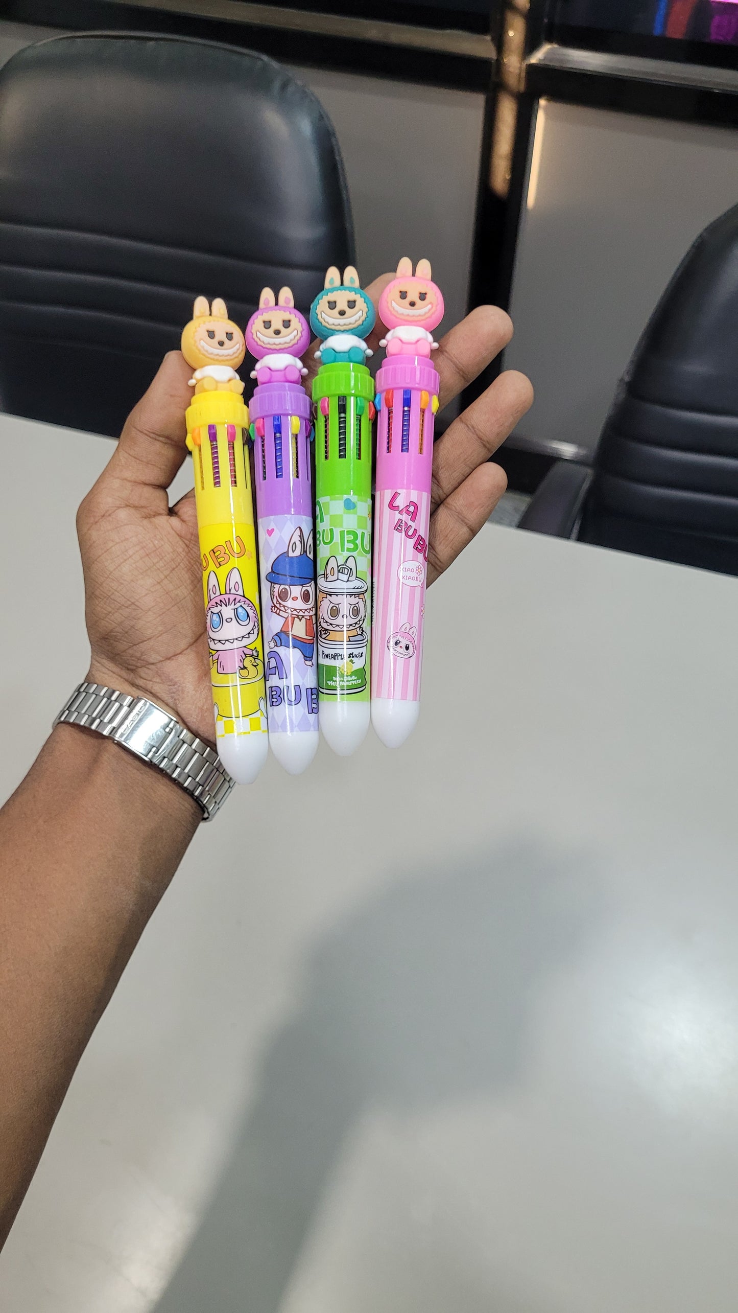 LABUBU 10-Colour Click Pen – Cute Multicolor Pen for Kids