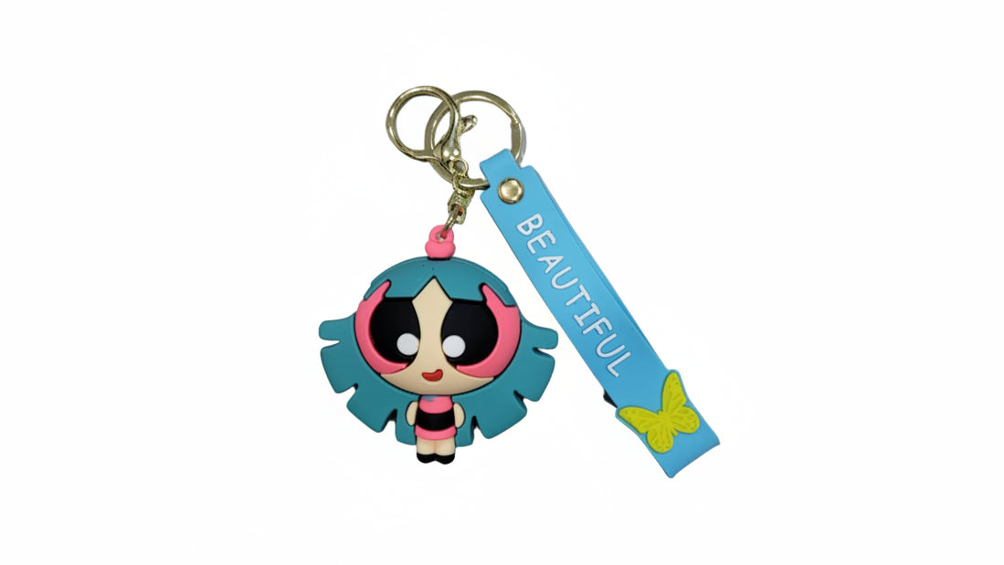Cute Cartoon Character Keychain with Strap