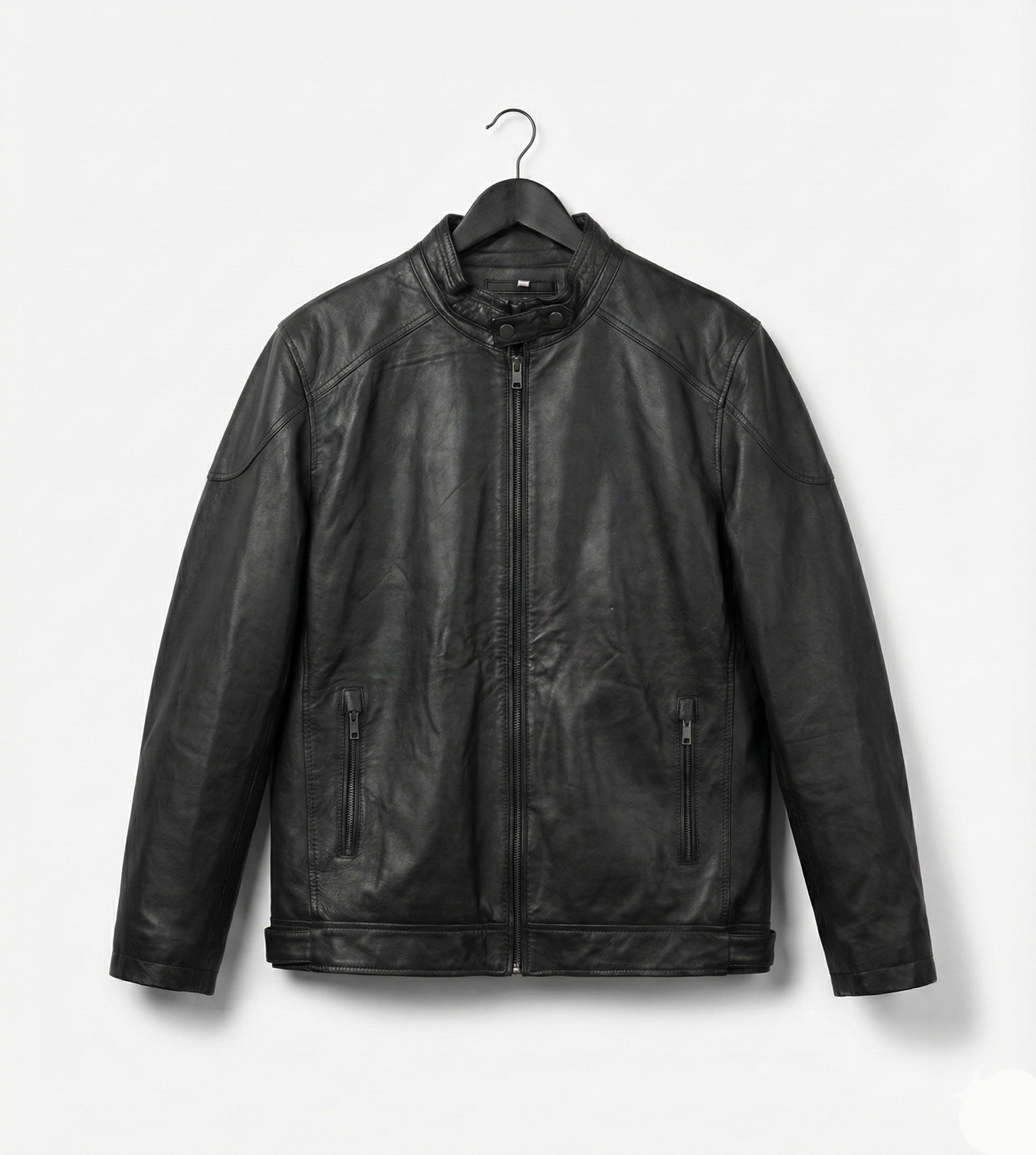 Men’s Classic Black Leather Jacket – Matte Finish