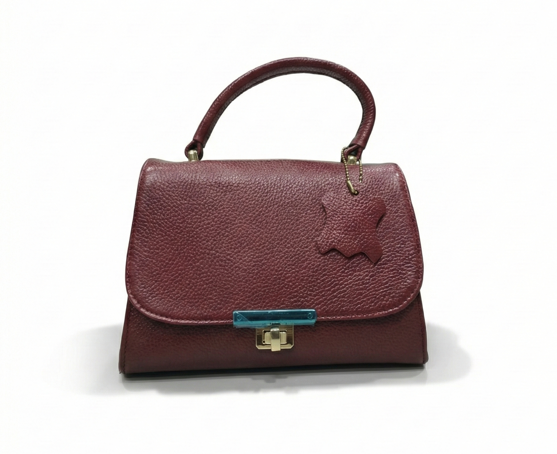 Elegant Maroon Leather Top-Handle Bag