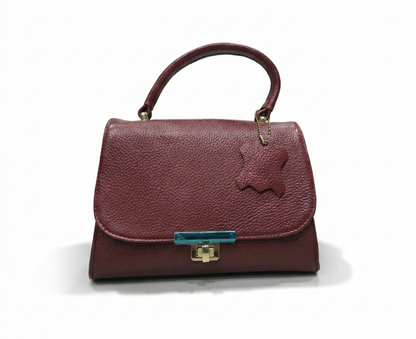 Elegant Maroon Leather Top-Handle Bag