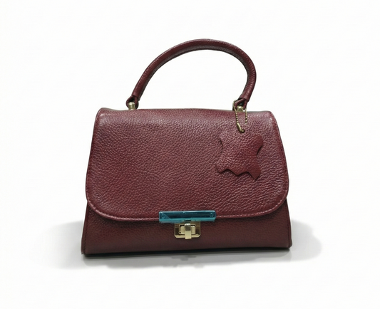 Elegant Maroon Leather Top-Handle Bag