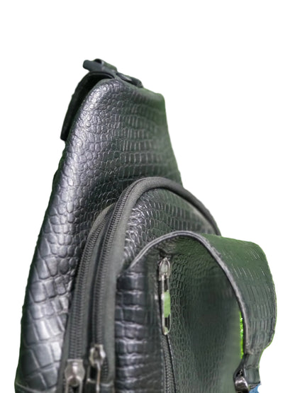 Urban Luxe Textured Leather Crossbody – Black