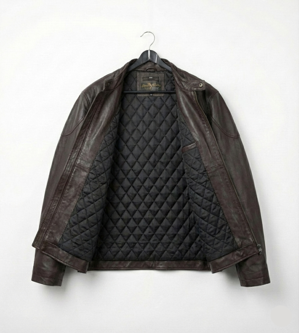 Men’s Classic Brown Leather Jacket – Vintage Finish