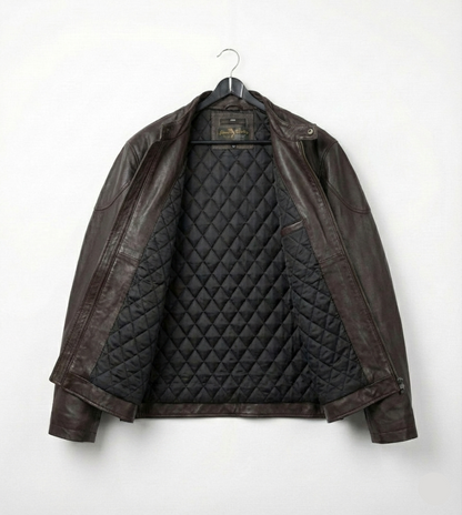Men’s Classic Brown Leather Jacket – Vintage Finish