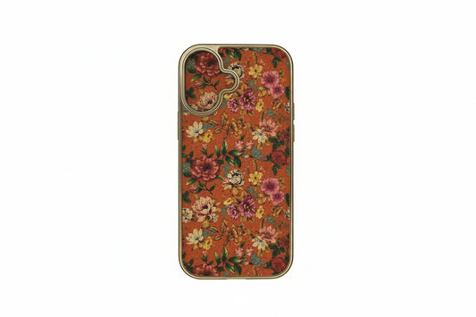 Vintage Floral Cork Phone IPhone 17 Case with Gold Frame