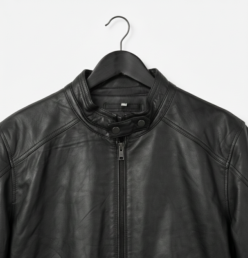 Men’s Classic Black Leather Jacket – Matte Finish