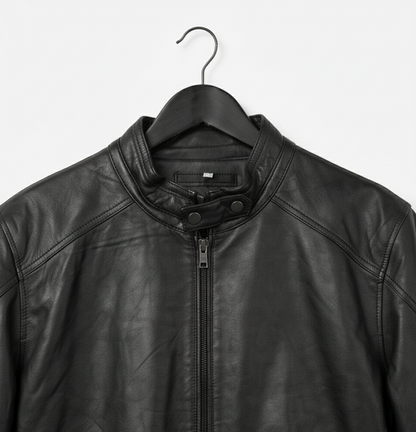 Men’s Classic Black Leather Jacket – Matte Finish