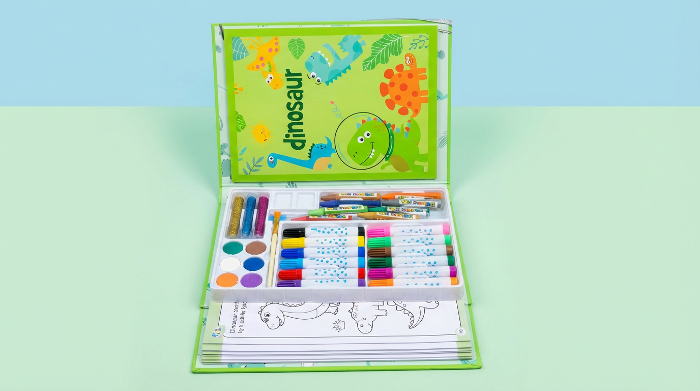 Kids Art & Colouring Kit – Space Man / Dinosaur Theme