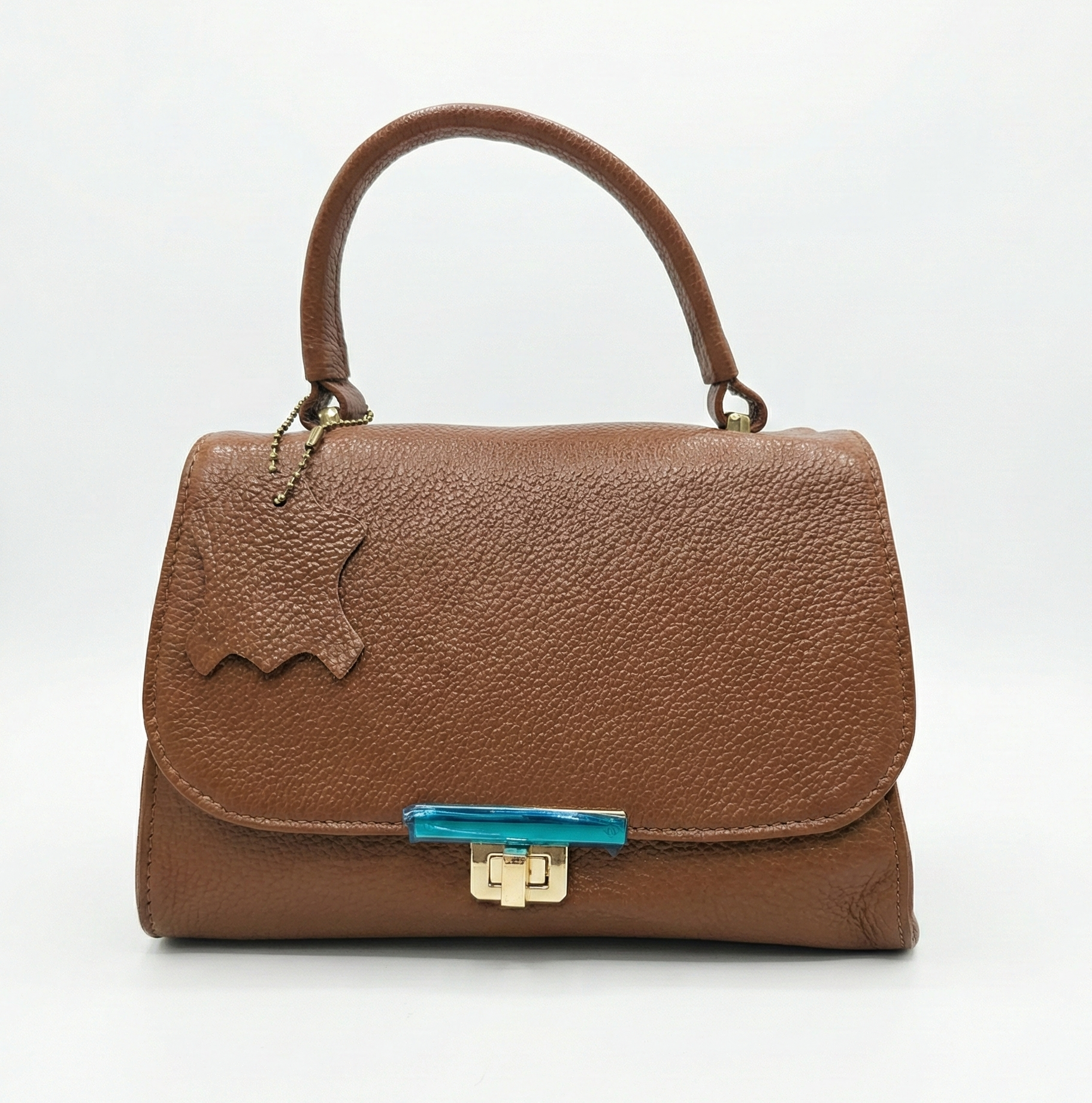 Classic Structured Leather Top-Handle Satchel – Brown