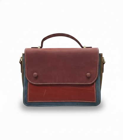 Classic Red Leather Messenger Bag – Handcrafted Design
