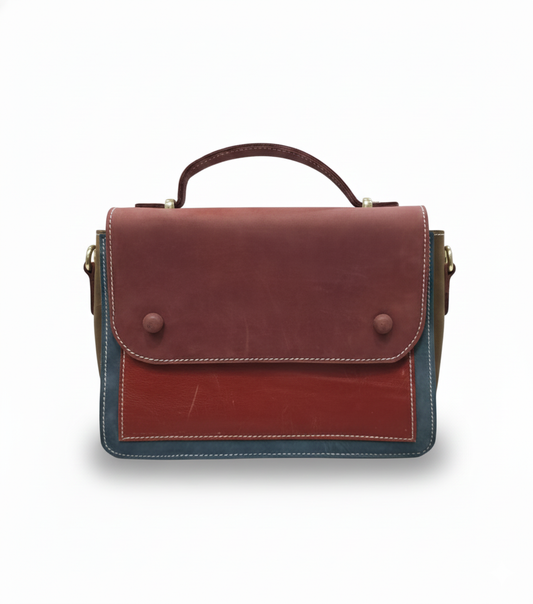 Classic Red Leather Messenger Bag – Handcrafted Design