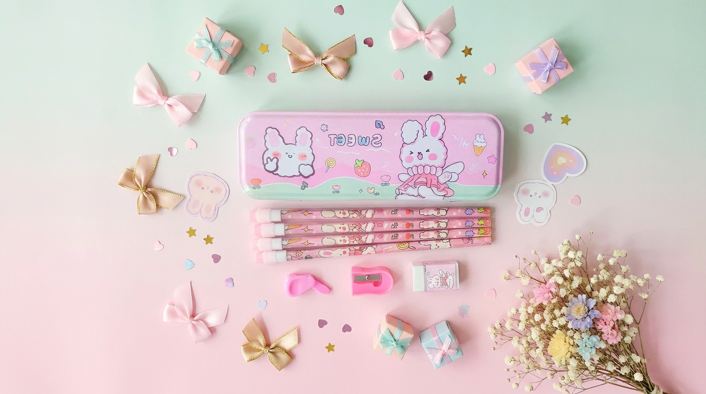 Kids Cute Pencil Box Stationery Set