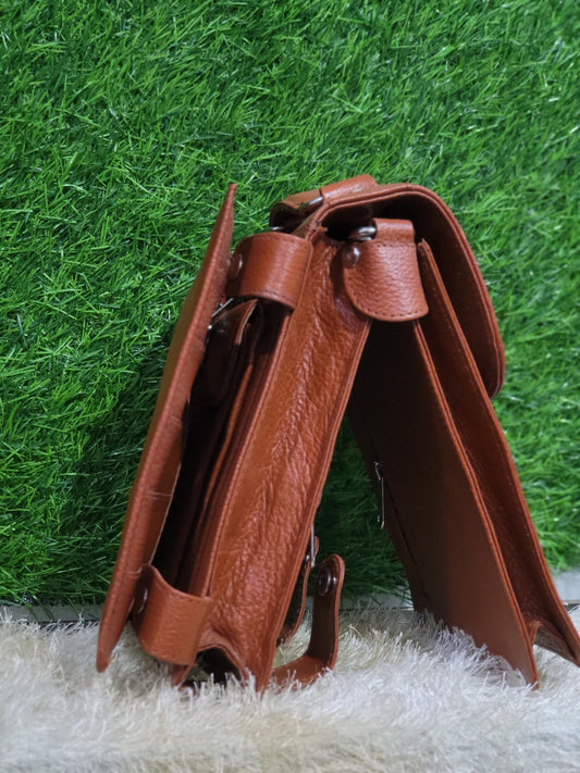 Brown Leather Mini Sling Bag