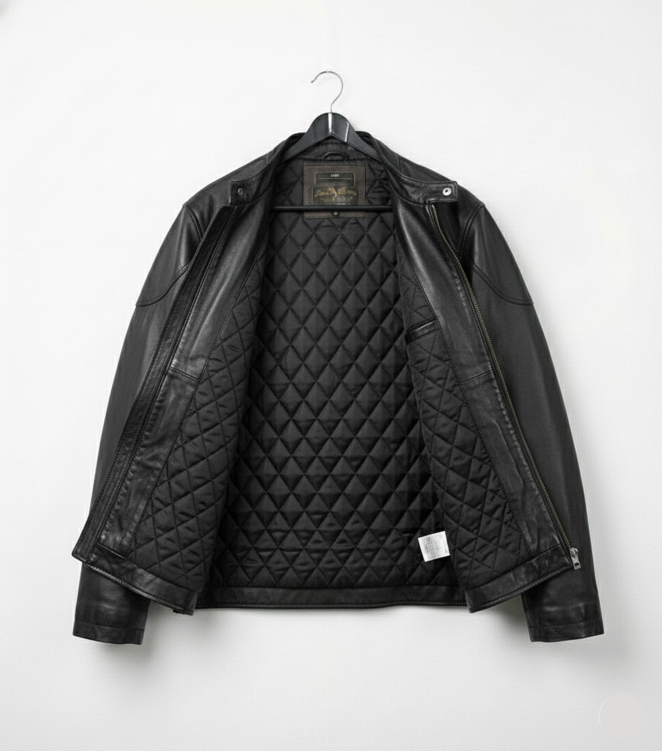 Men’s Classic Black Leather Jacket – Matte Finish