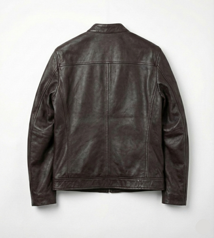 Men’s Classic Brown Leather Jacket – Vintage Finish