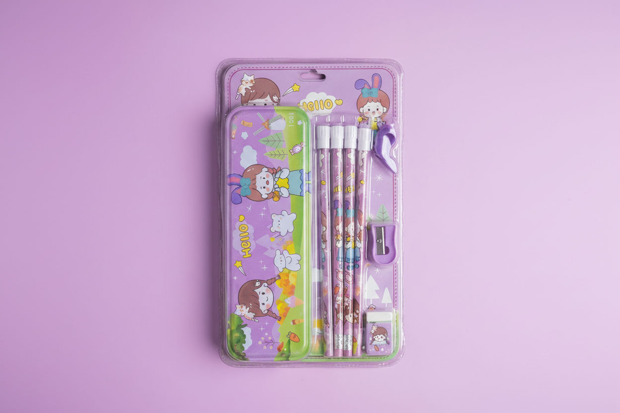 Kids Cute Pencil Box Stationery Set