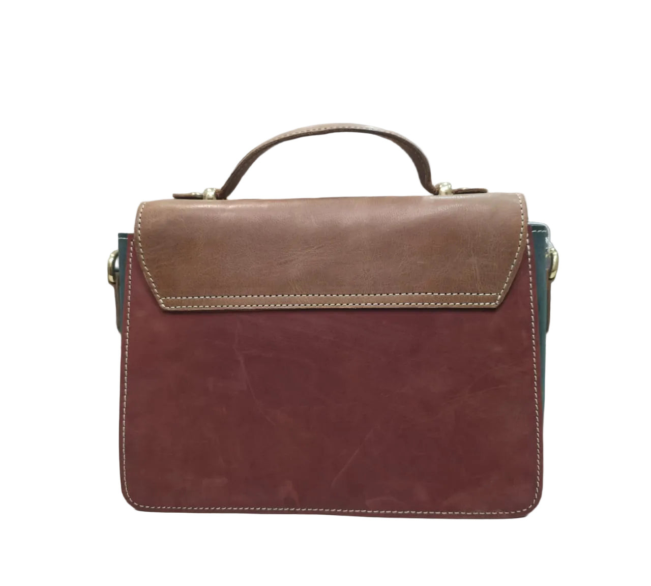 Vintage Two-Tone Leather Messenger Bag – Handcrafted Classic Satchel