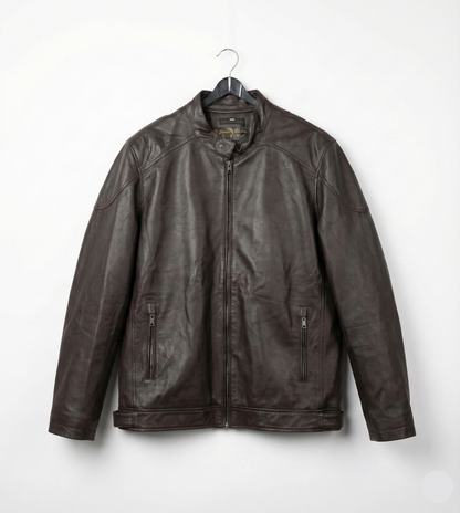 Men’s Classic Brown Leather Jacket – Vintage Finish