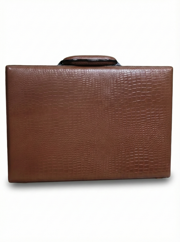Brown Croc Finish Leather Briefcase