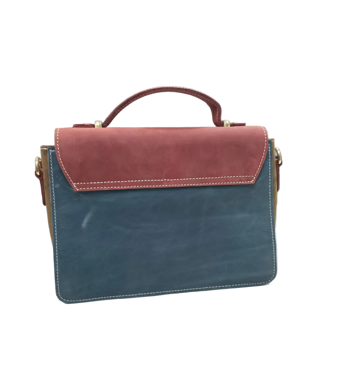 Classic Red Leather Messenger Bag – Handcrafted Design