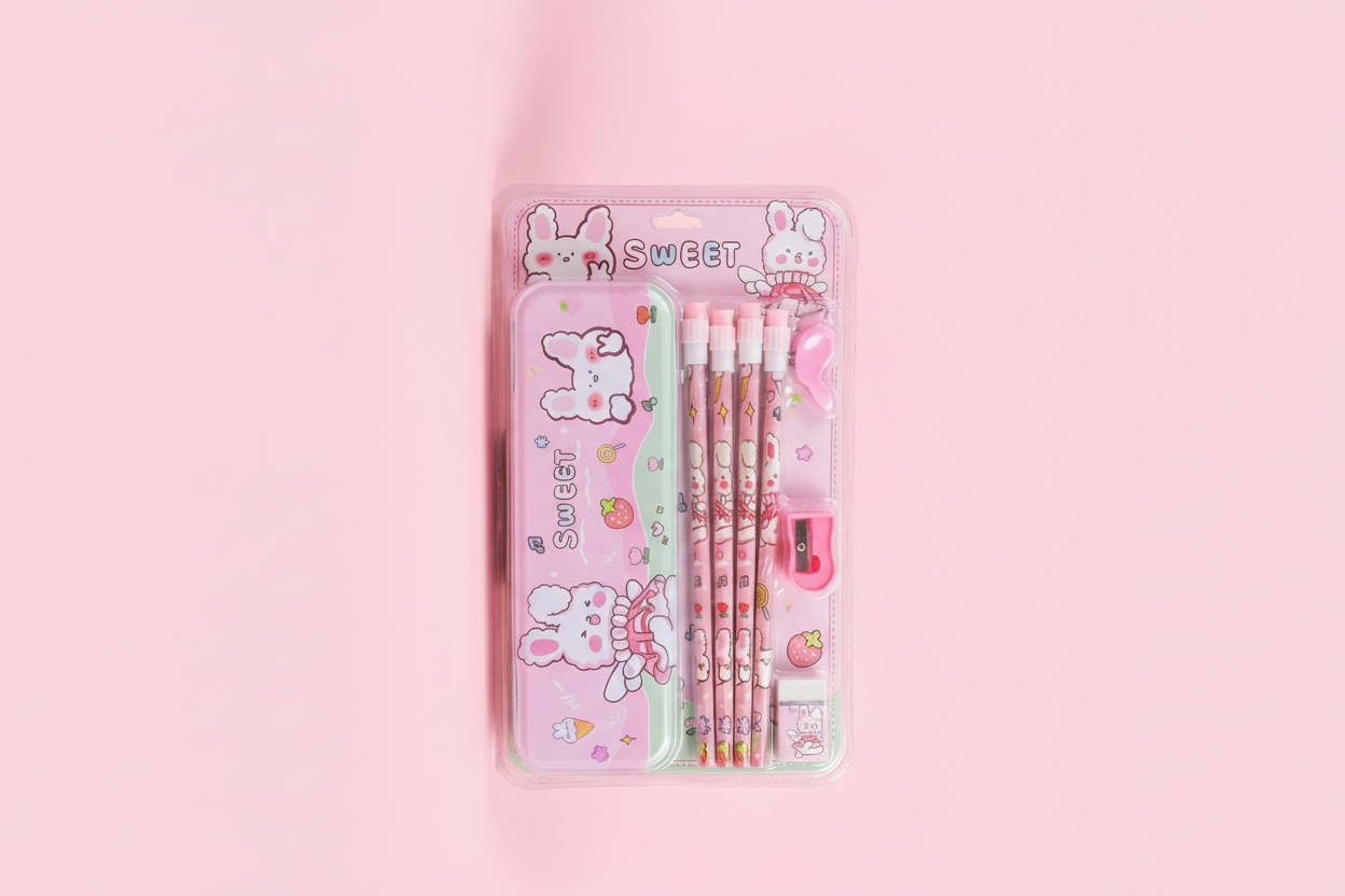 Kids Cute Pencil Box Stationery Set
