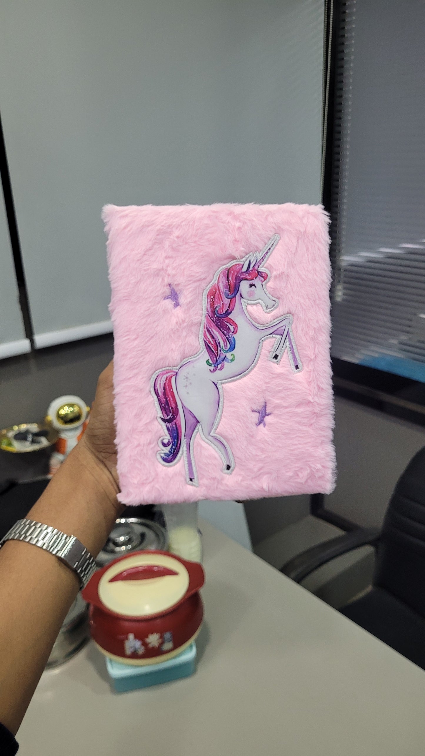 Fluffy Unicorn Notebook – Soft Plush Cover with Ruled Pages