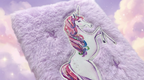 Fluffy Unicorn Notebook – Soft Plush Cover with Ruled Pages