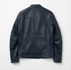 Navy Blue Premium Leather Biker Jacket